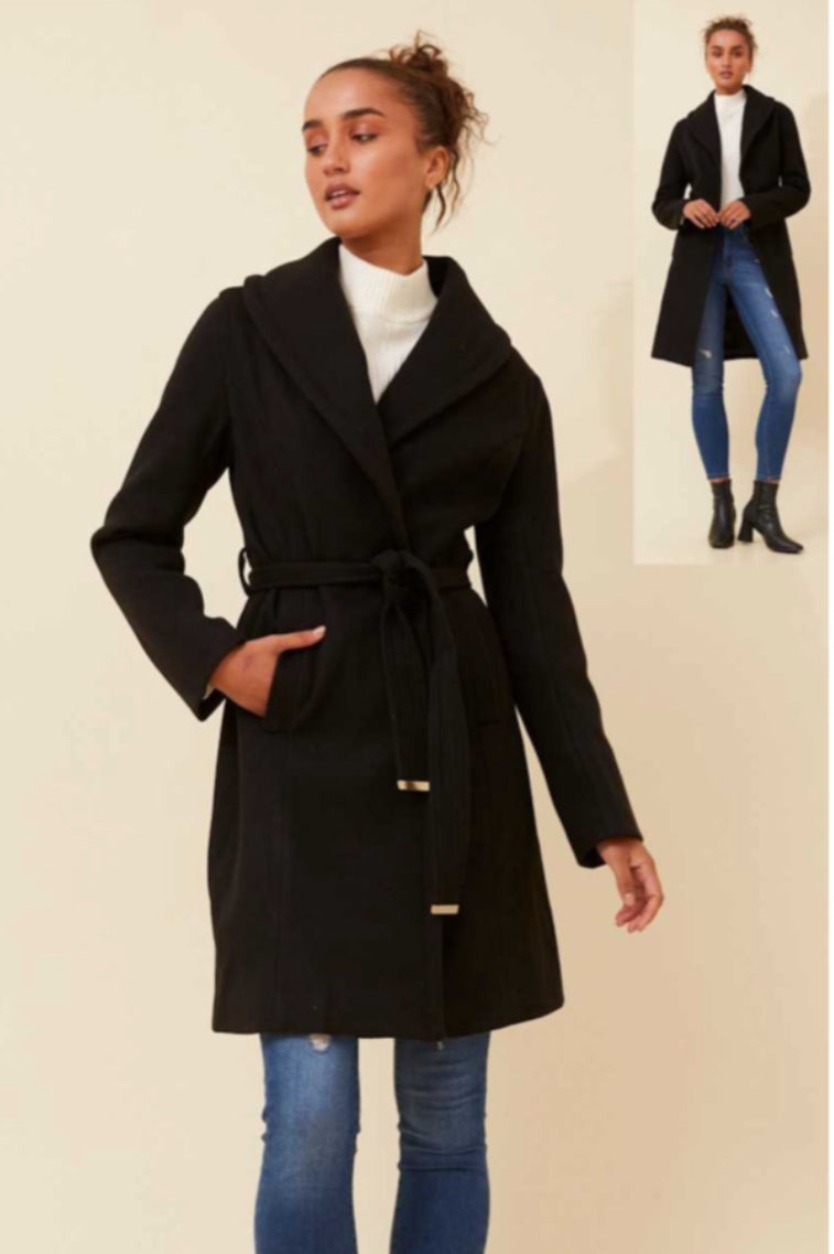 Shawl collar black coat