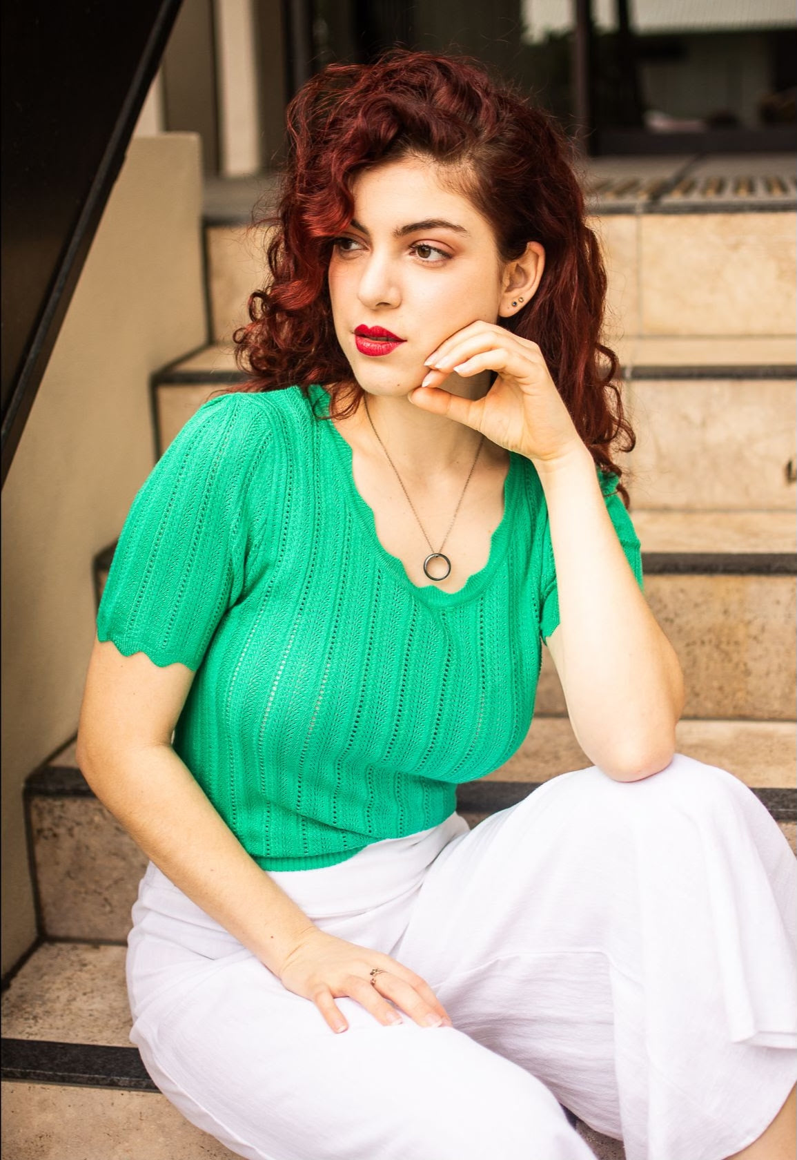 Scallop edge crochet knot top