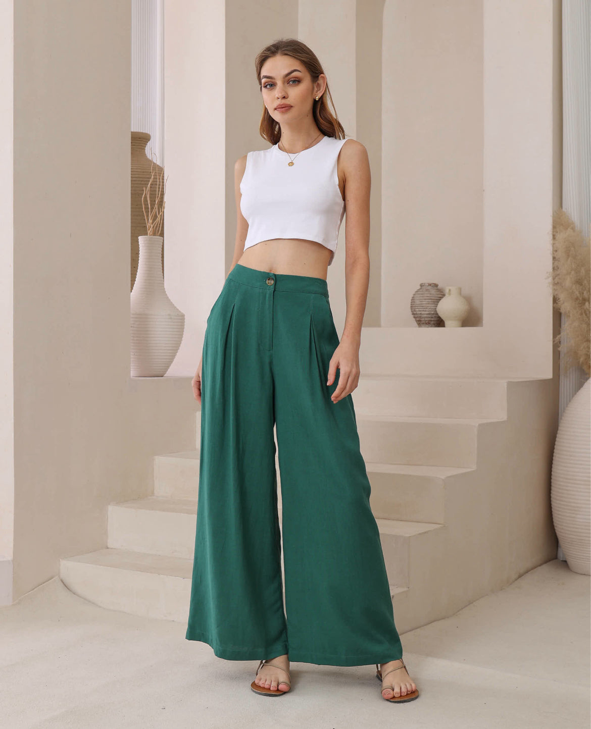 Jade linen pants
