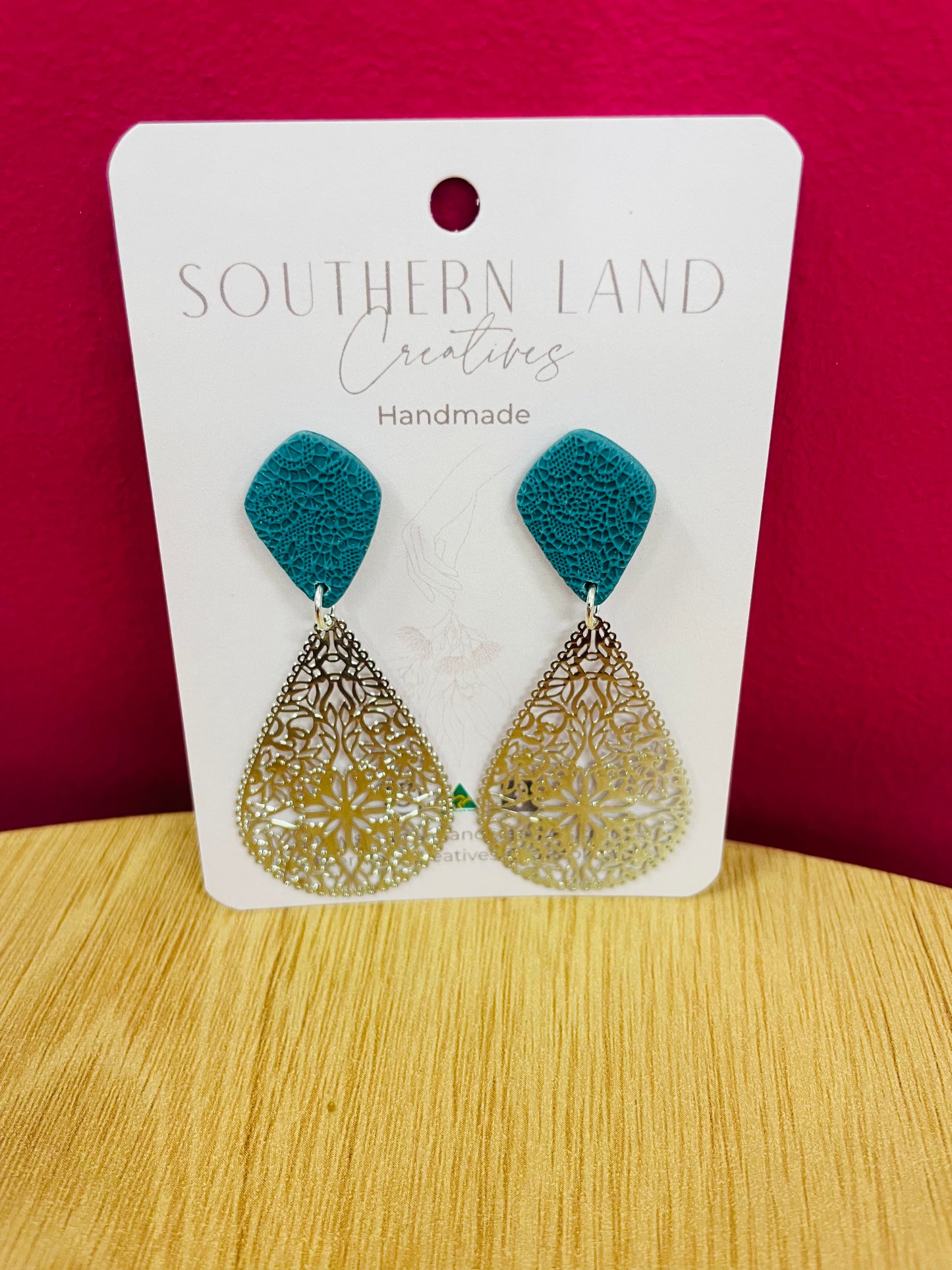 Silver & teel filigree dangles