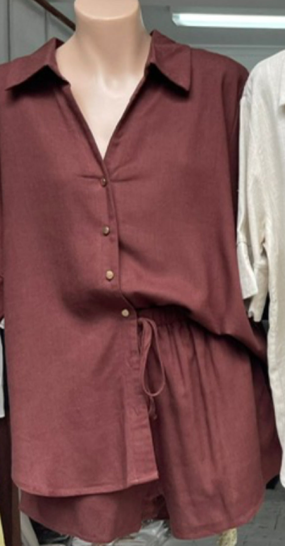 Chocolate gold button shirt