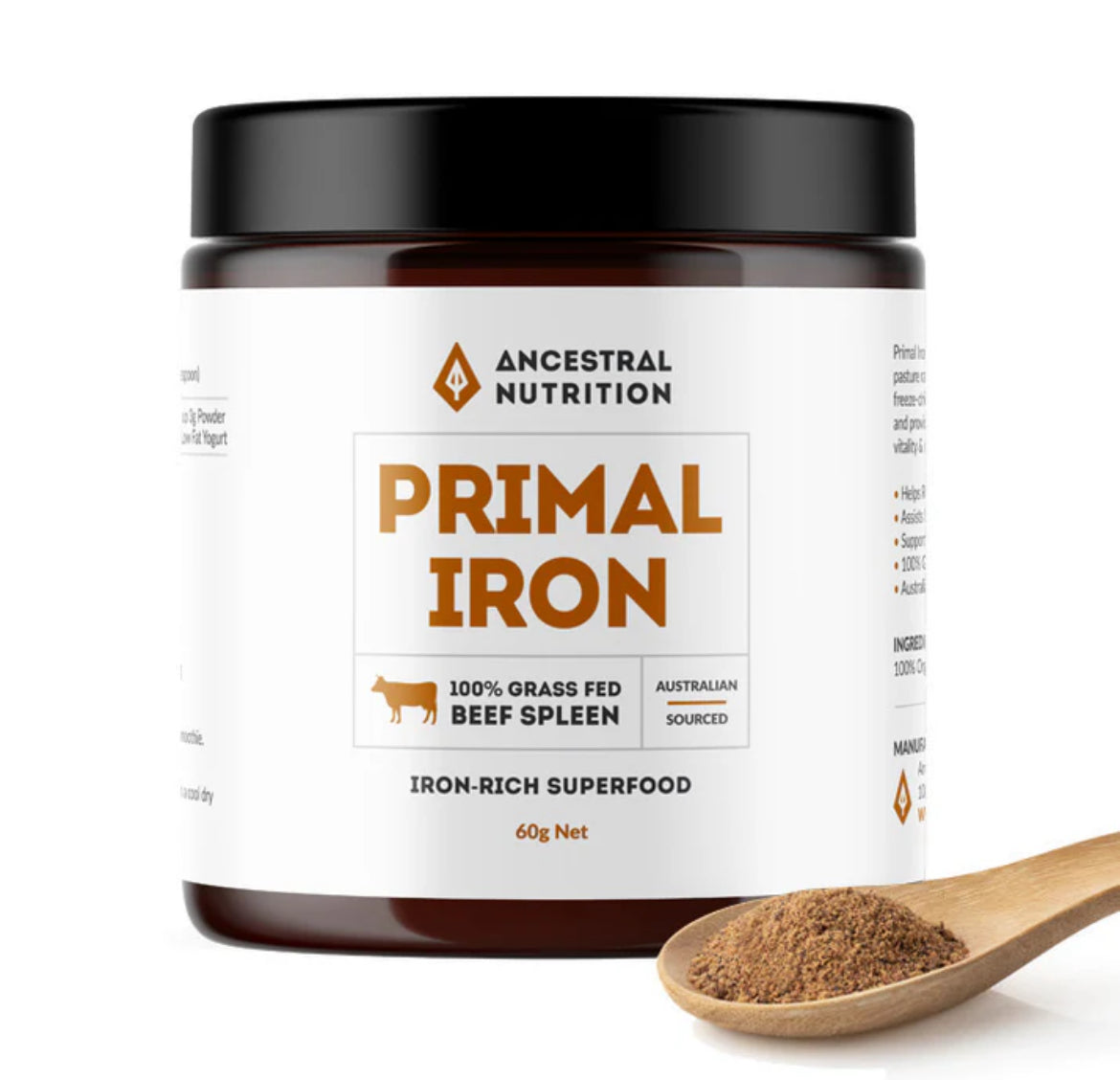 Primal Iron - Grass Fed Beef Spleen - Capsules & Powder