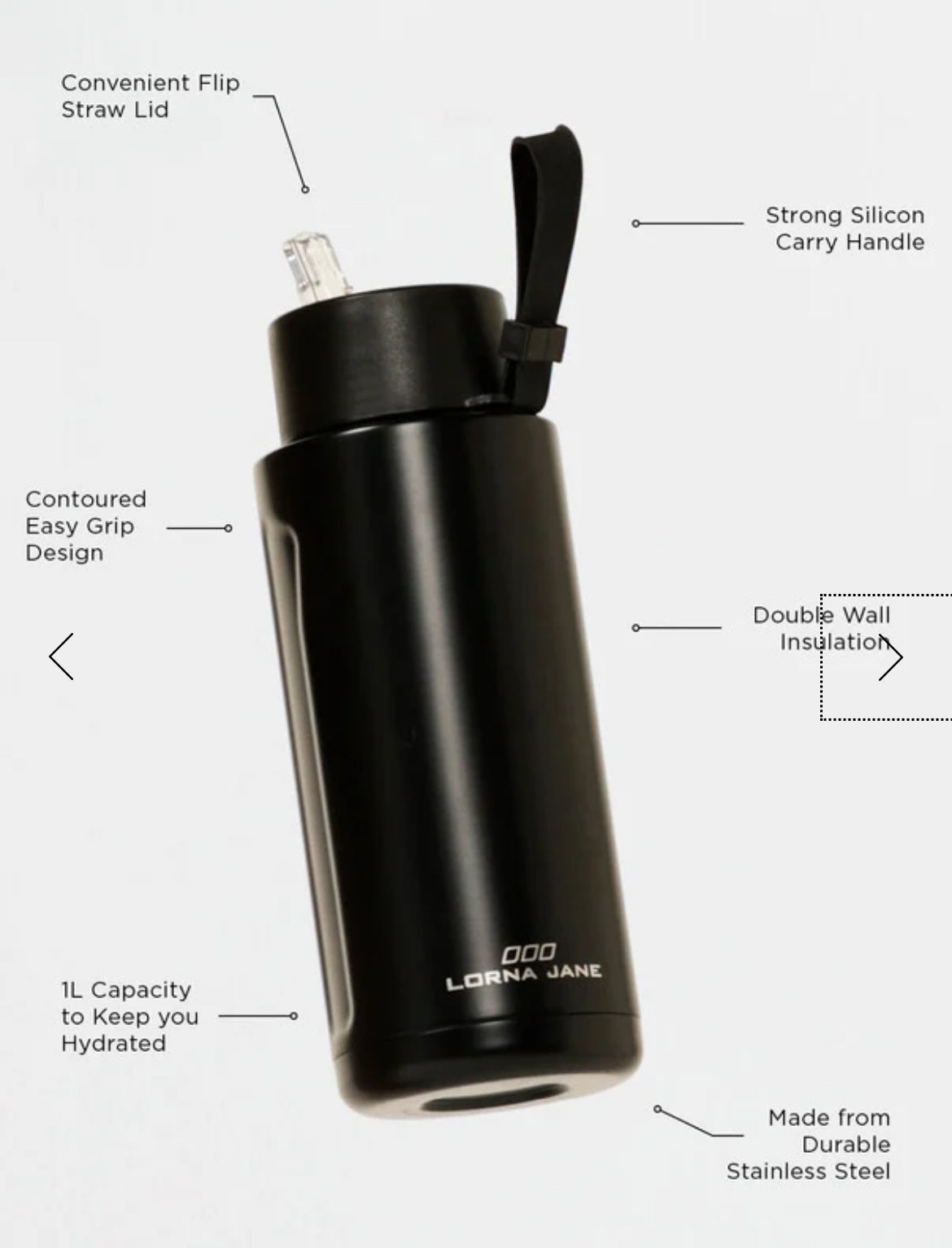 Essential insulated water bottle- Black