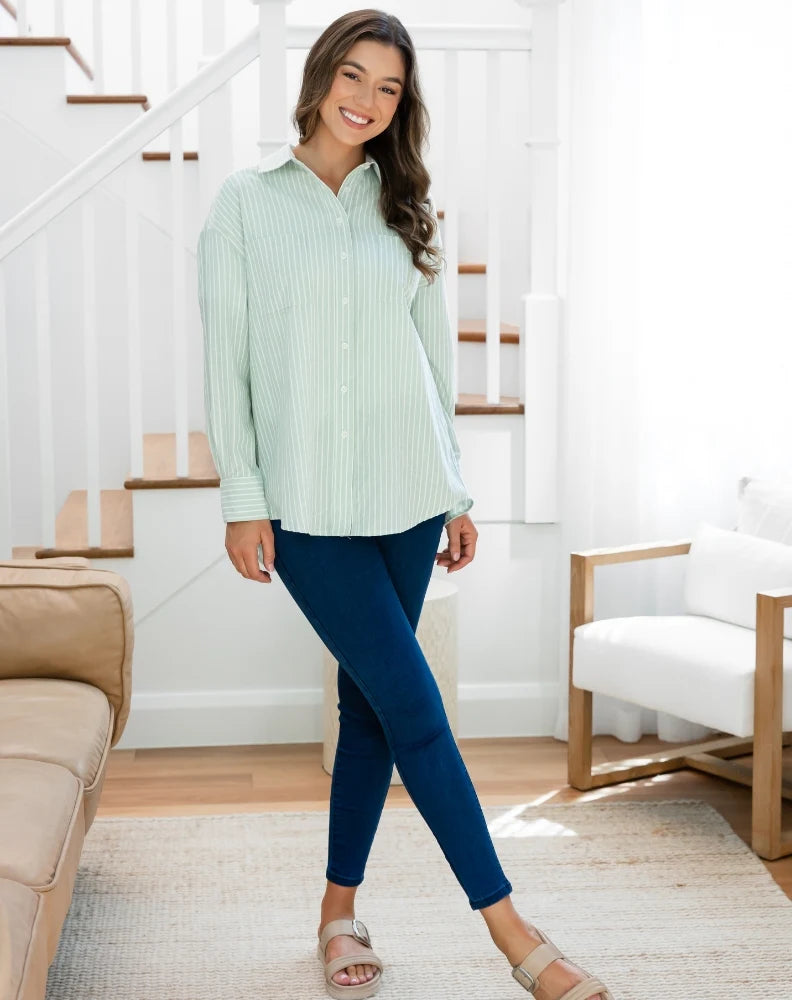 Sage stripe shirt