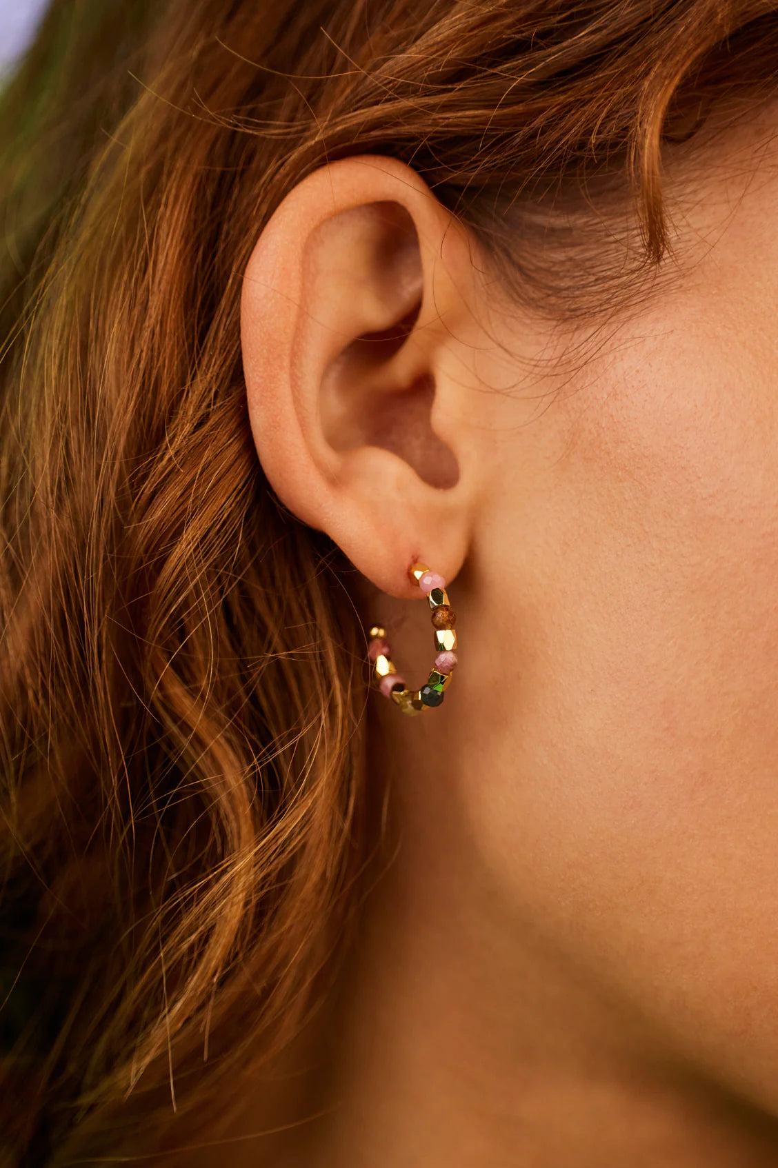 Coco & tourmaline hoop earrings - gold