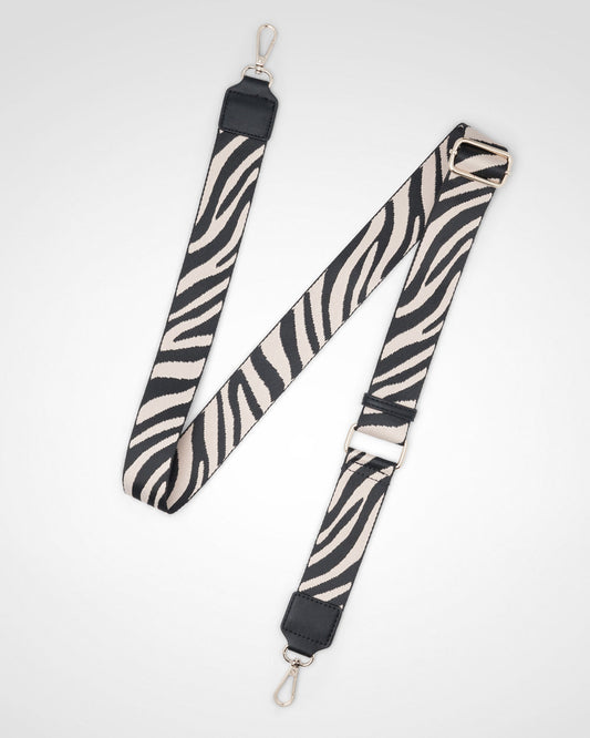 Zebra patterned bag strap
