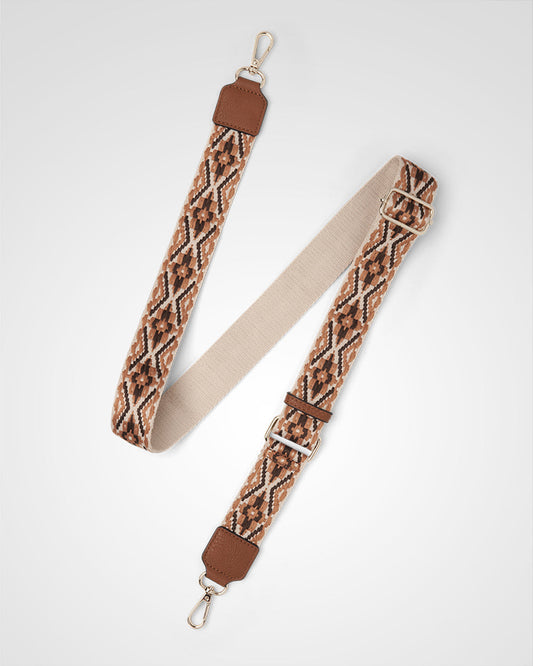 Aztec bag strap- black & brown