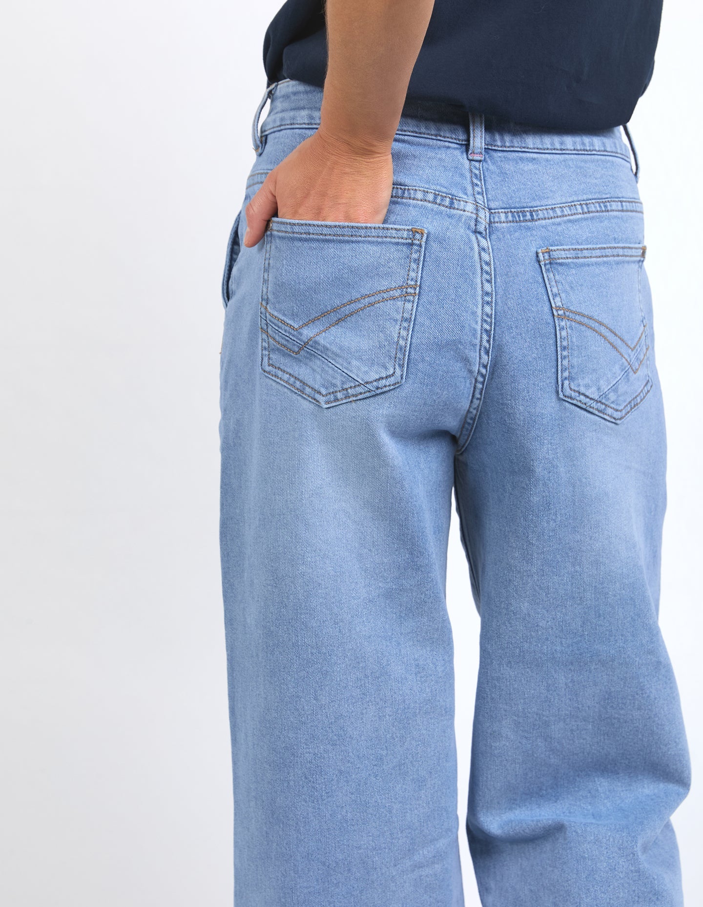 Sidney Cropped Wide Leg Jean Light Blue Wash