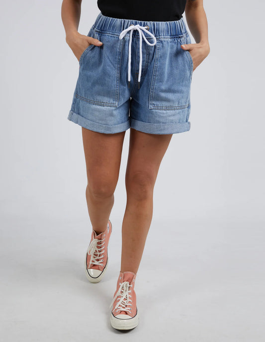 Elm / Emma Relaxed Denim Short Mid Blue Wash