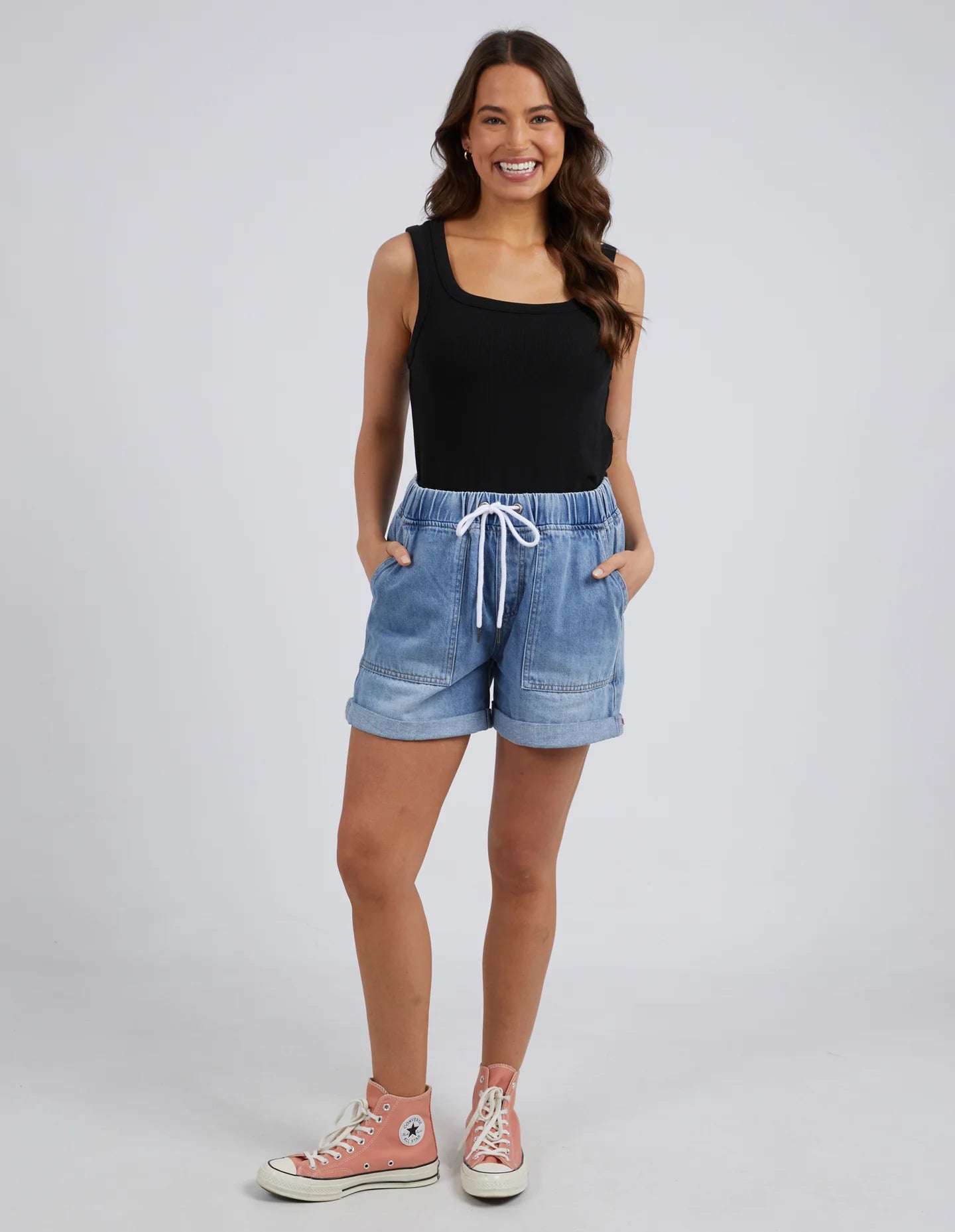 Elm / Emma Relaxed Denim Short Mid Blue Wash