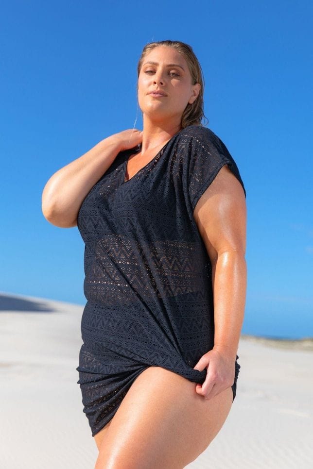 Black mesh pool dress