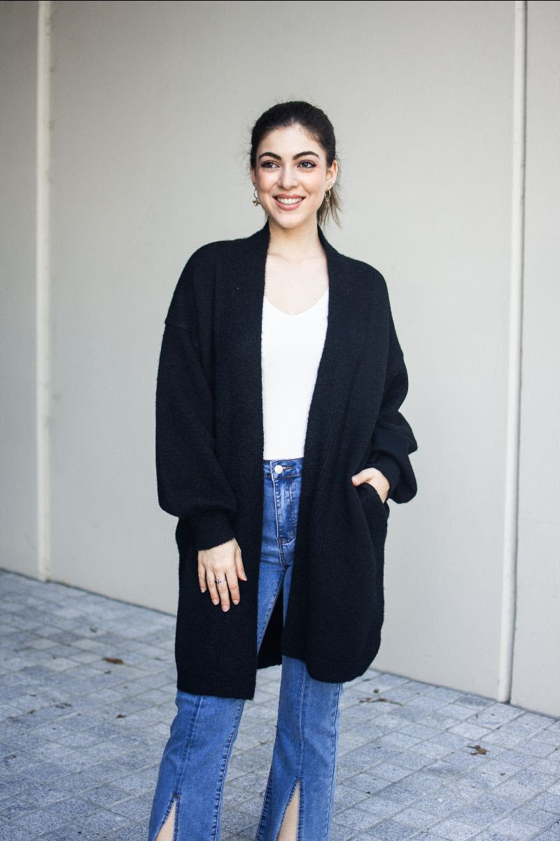Alpaca wool black cardigan