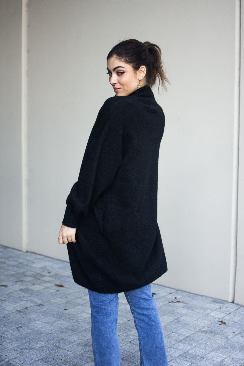Alpaca wool black cardigan