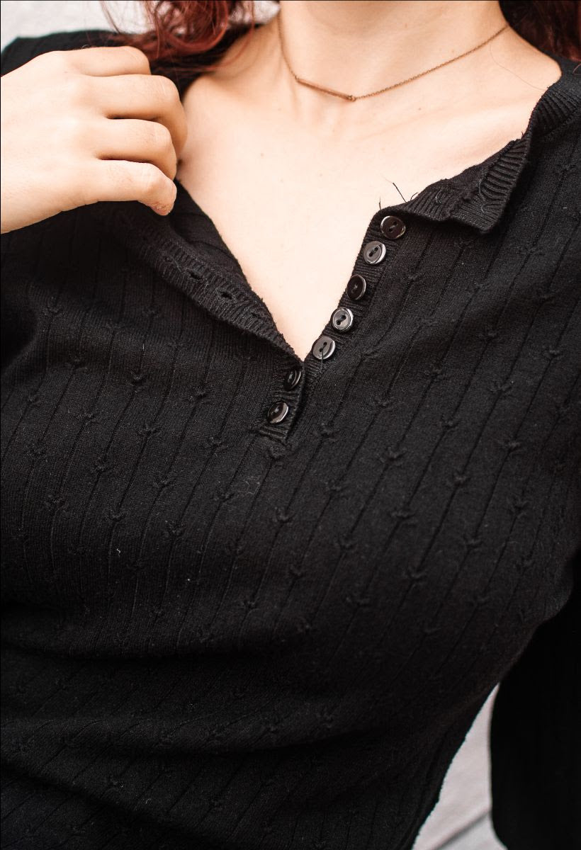 Adele button open light jumper- mocha & pink