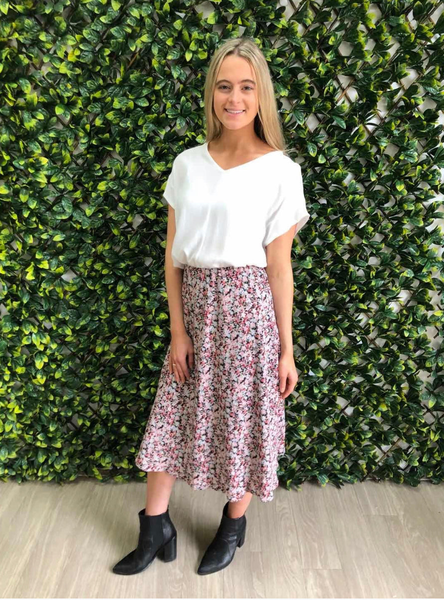 Floral bias skirt