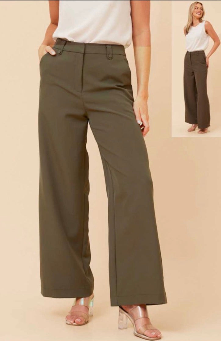 Khaki wide leg pants