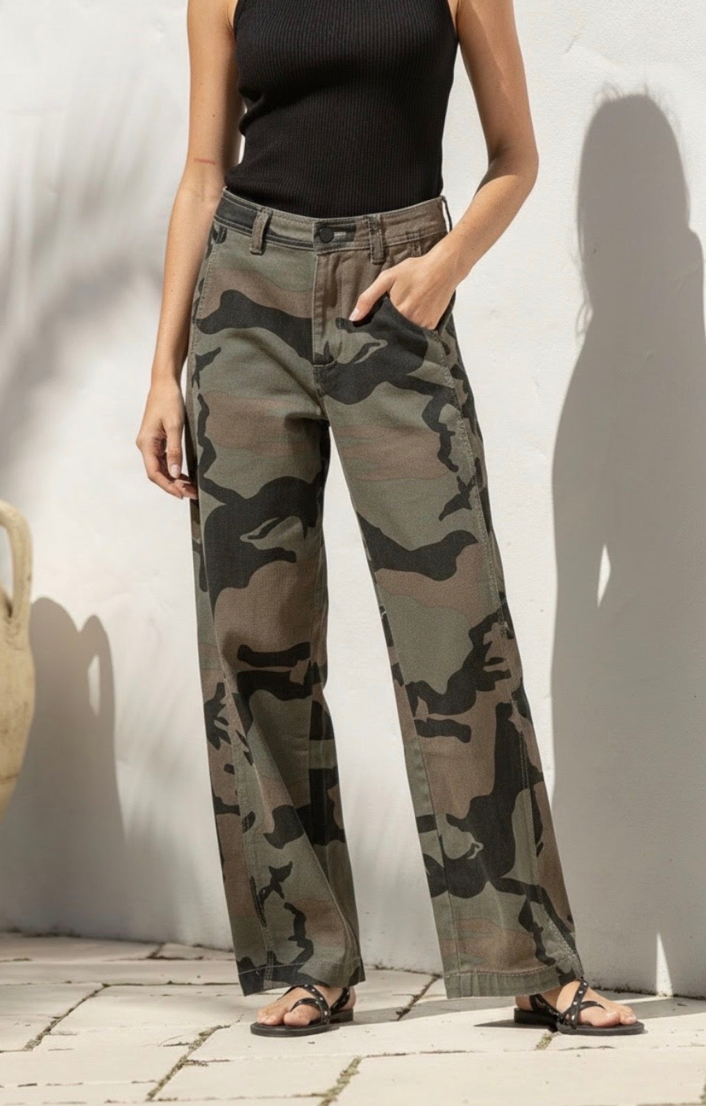 Country Denim | Stretch camo barrell jean- khaki