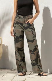 Country Denim | Stretch camo barrell jean- khaki