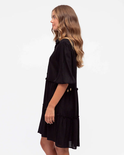 Danni button front tiered dress