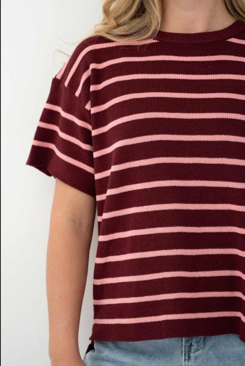 Huxton knit top burgundy