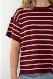 Huxton knit top burgundy