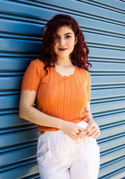 Scallop edge crochet knot top