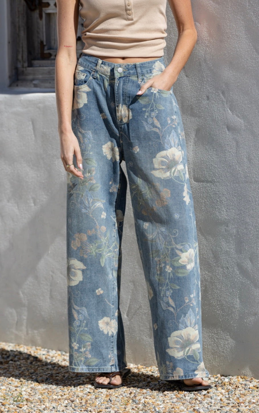 Flower woodstock barrel jean