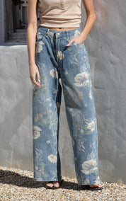 Flower woodstock barrel jean