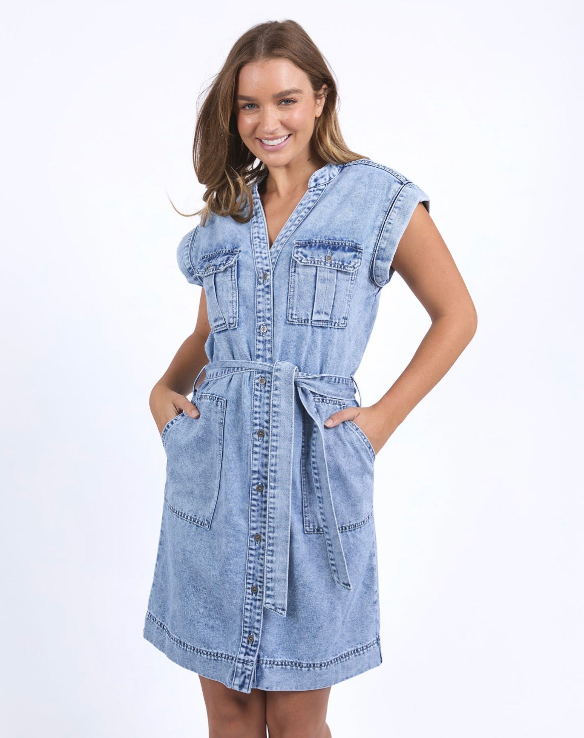 Foxwood | HARLOW DENIM DRESS- Light Blue