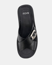 BONANZA BLACK WEDGE HEELS