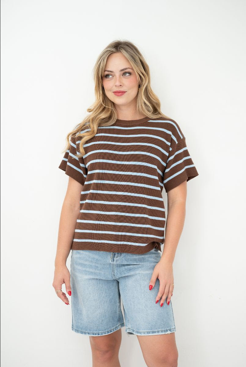 Huxton knit top brown