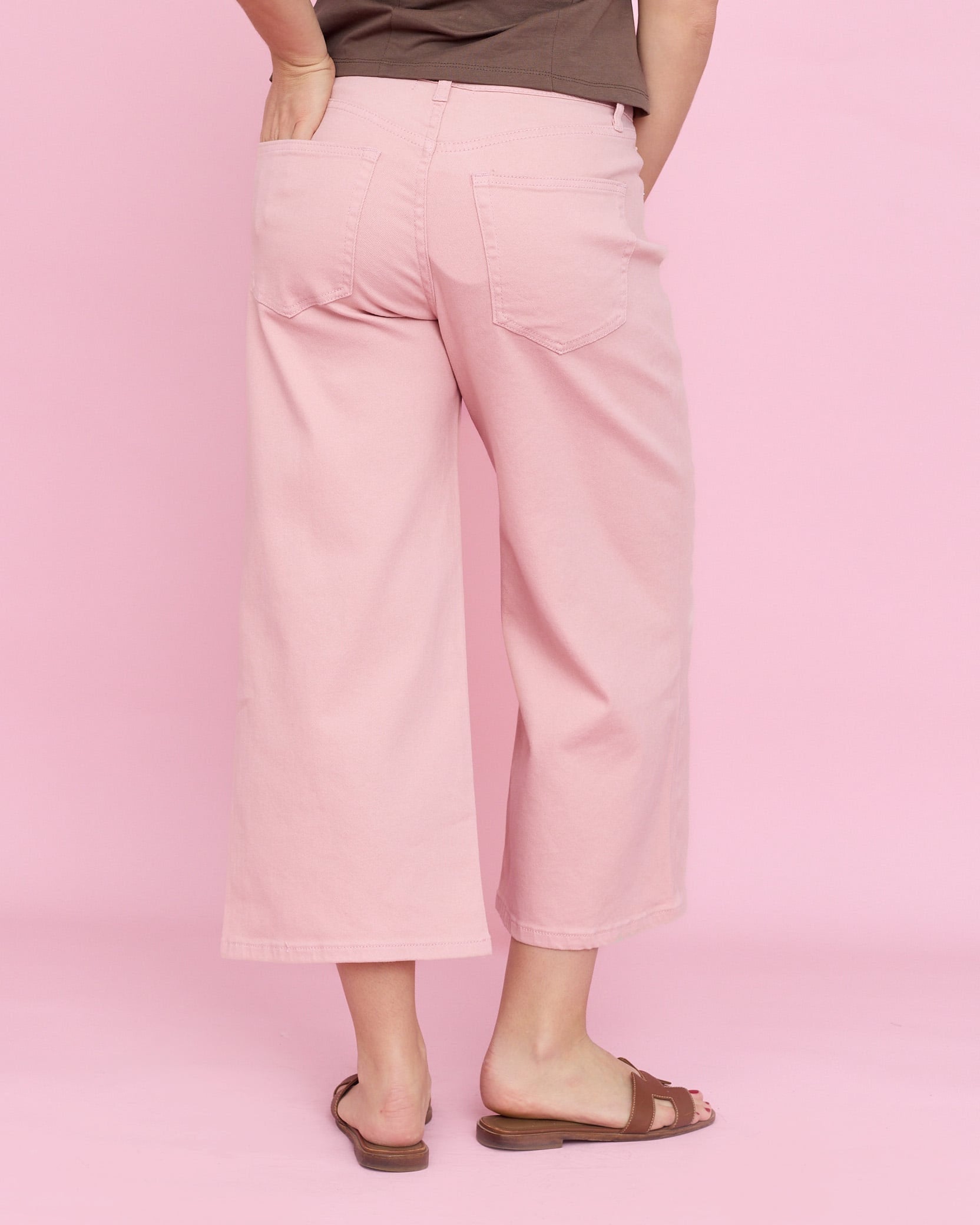 Dusty pink cotton crop pants