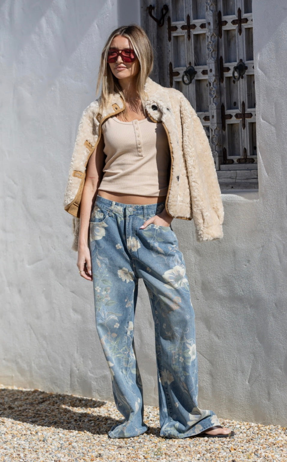 Flower woodstock barrel jean