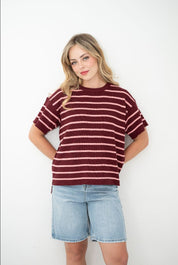 Huxton knit top burgundy
