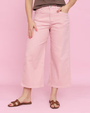 Dusty pink cotton crop pants