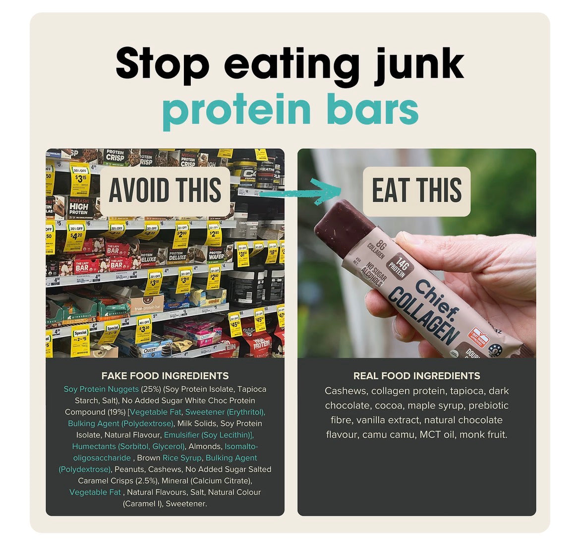 Chief Nutrition | Collagen Protein Bars - Choc Pistachio