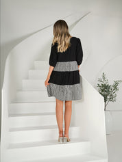 Gingham colour block- black & white