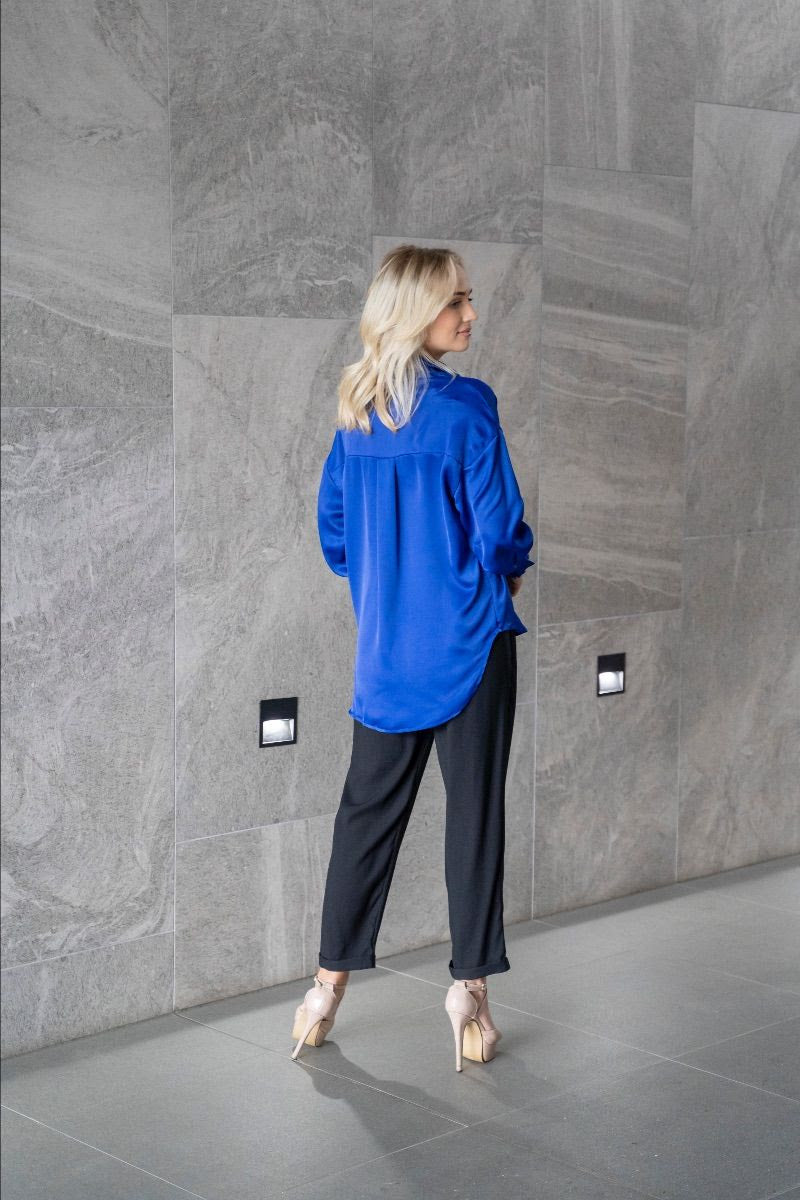 Tapered pants with cuffs- Black