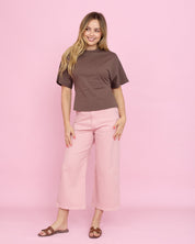 Dusty pink cotton crop pants