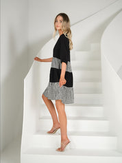 Gingham colour block- black & white