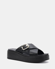 BONANZA BLACK WEDGE HEELS