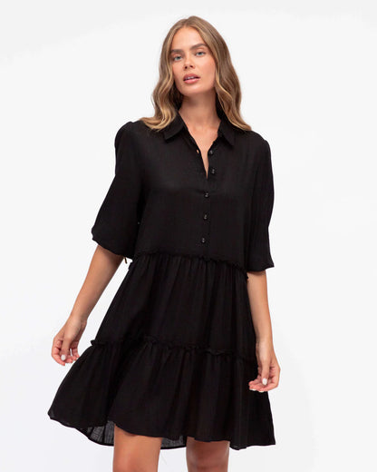 Danni button front tiered dress