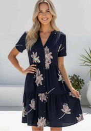 Tilly blue/pink embroided dress