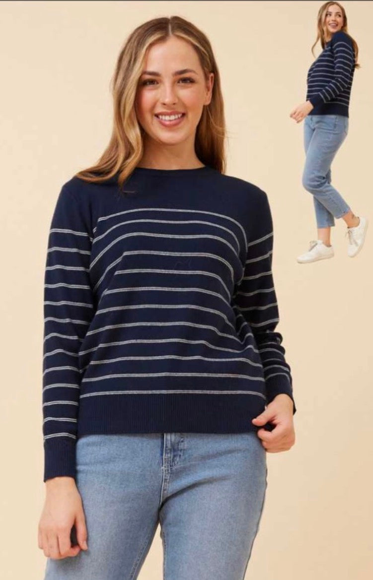 Tori knit - navy & white