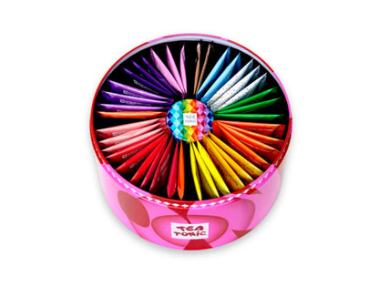 Tea Tonic | Energising Selection Round Tin - 40 Energising Gourmet Tea + Mini Tin Of Red Sugar Hearts