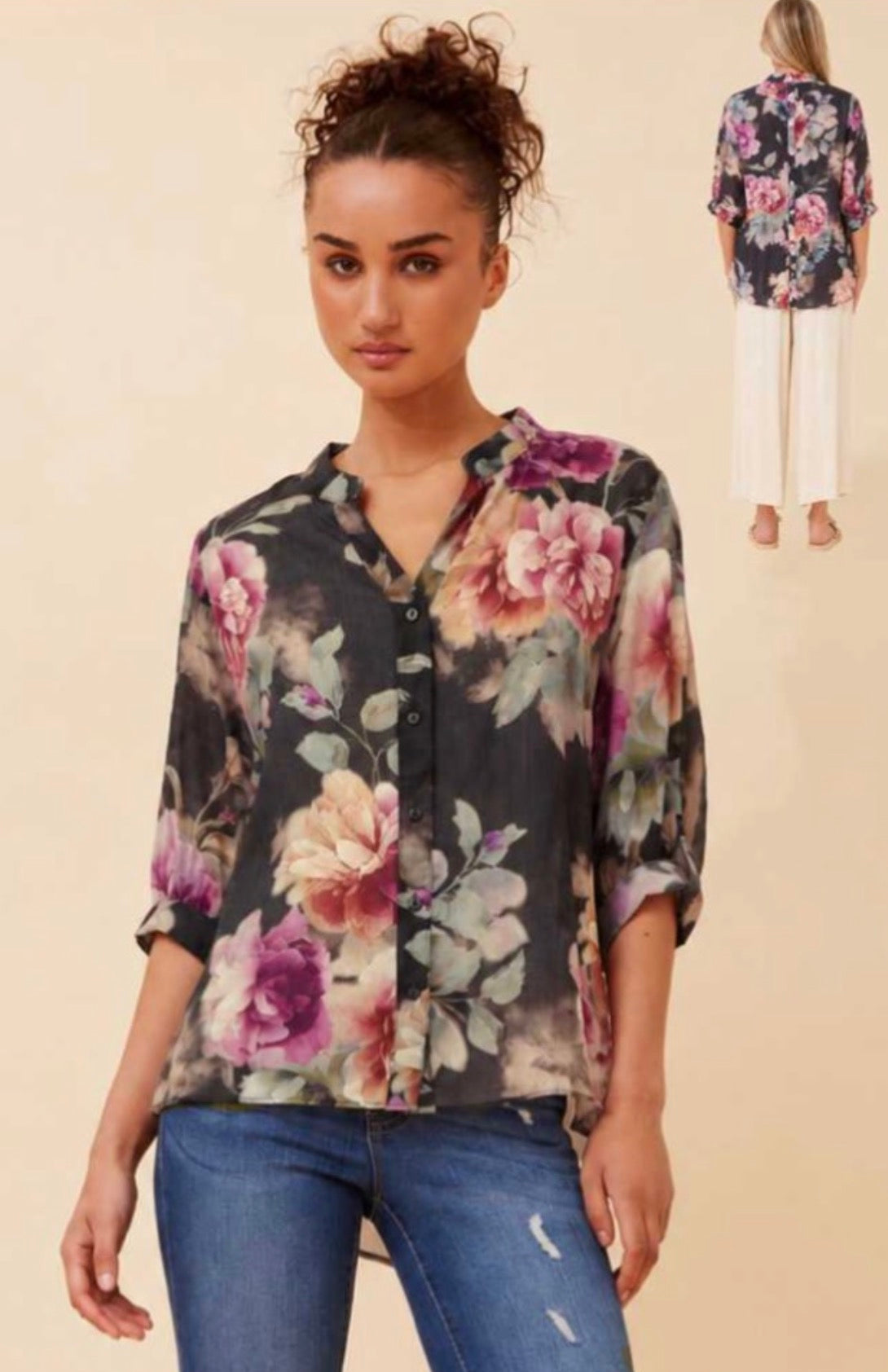 Floral black top