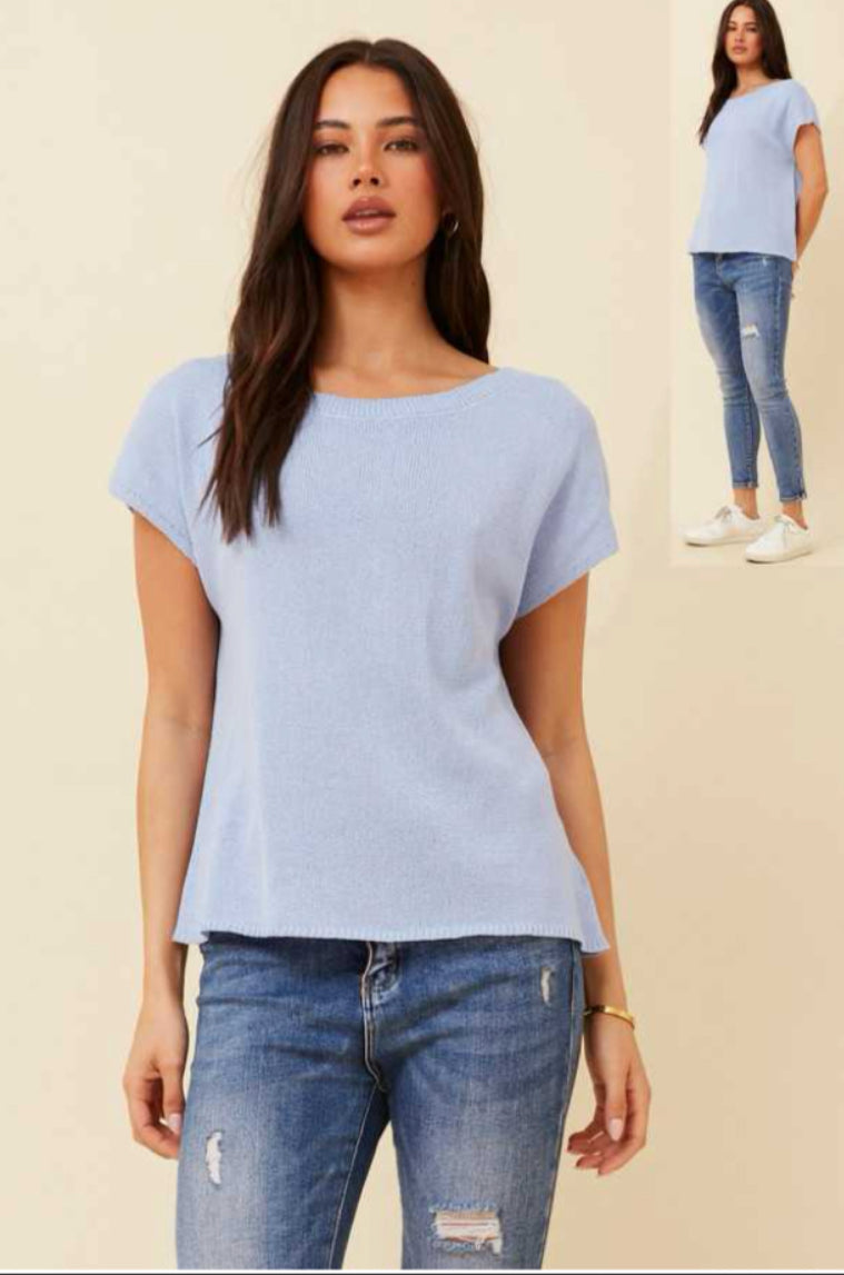Short sleeve knit- sky blue