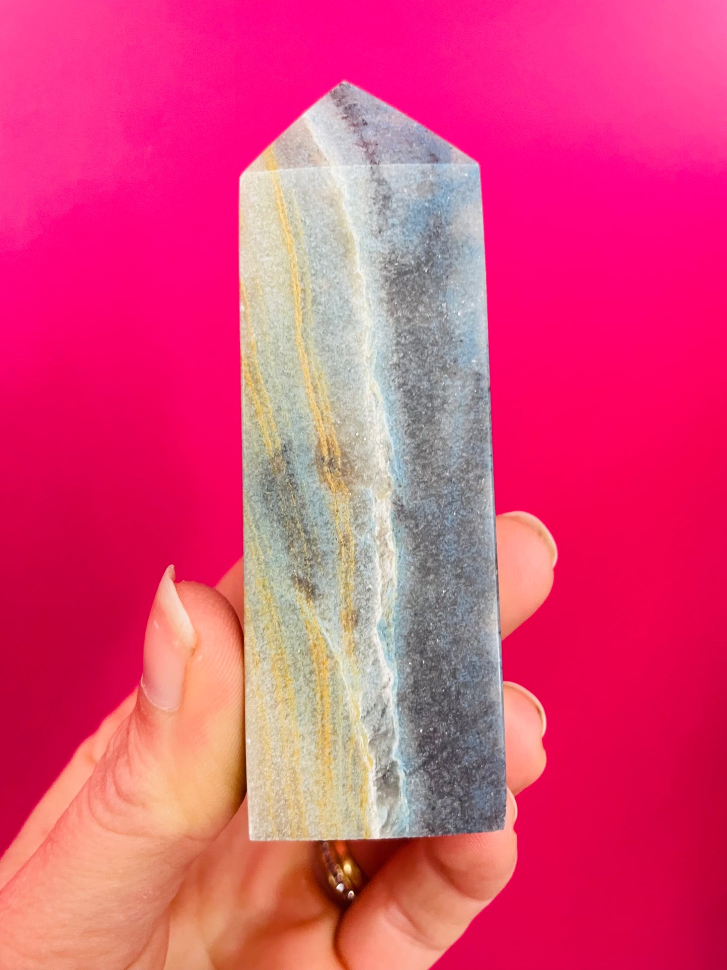 Blue onyx crystal tower