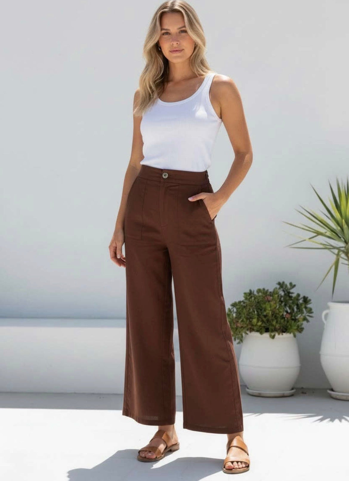 Linen pants - choc