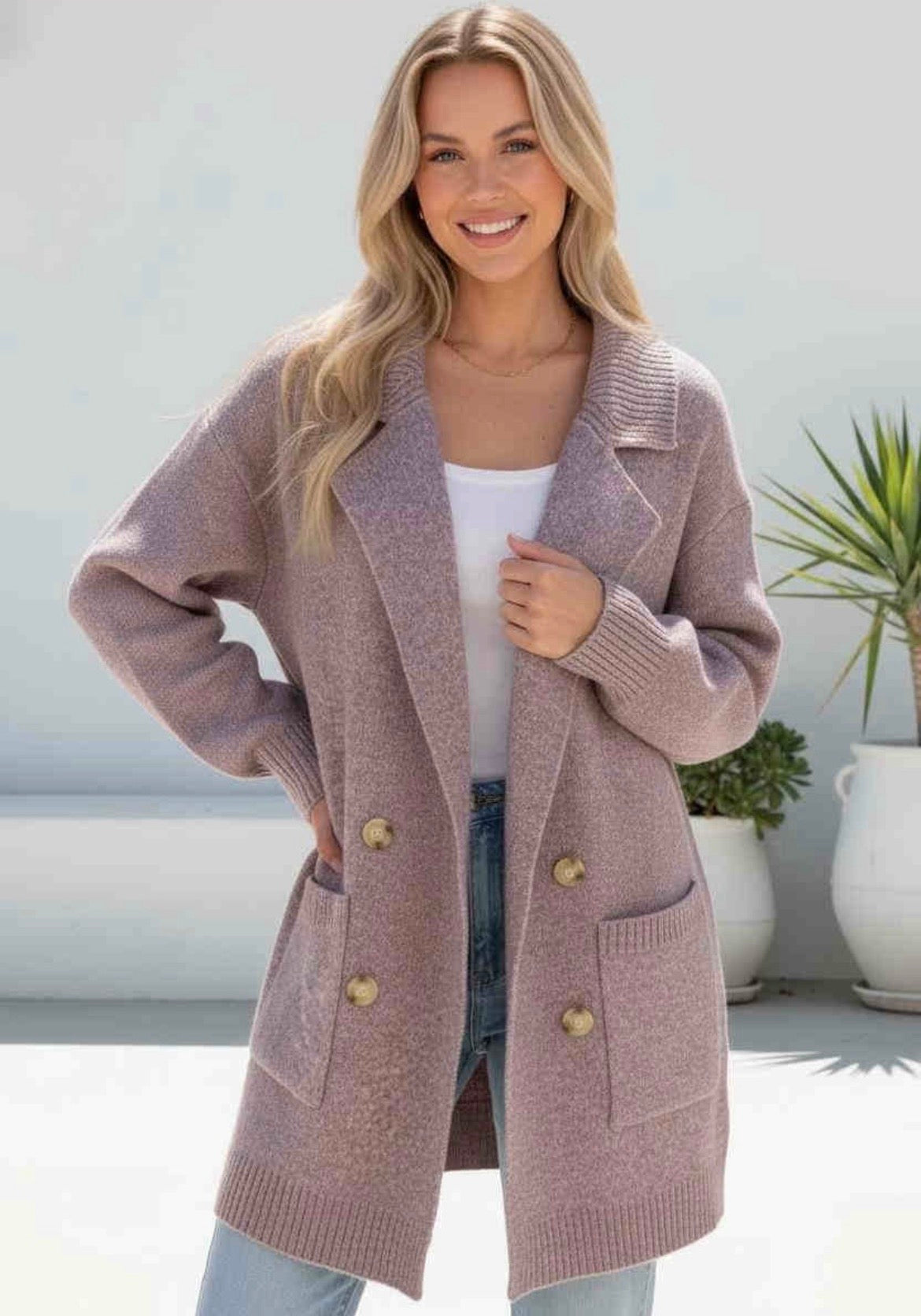 Mauve knit cardi